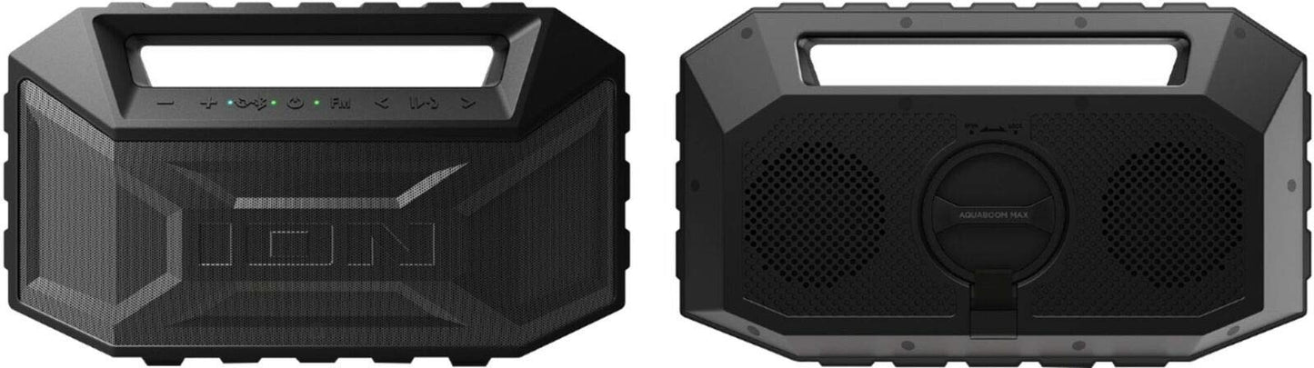 Ion Aquaboom Max Portable Boombox Stereo Speaker Bluetooth with FM Radio, Waterproof, Mudproof & Sandproof IP67 for The Beach (Renewed)
