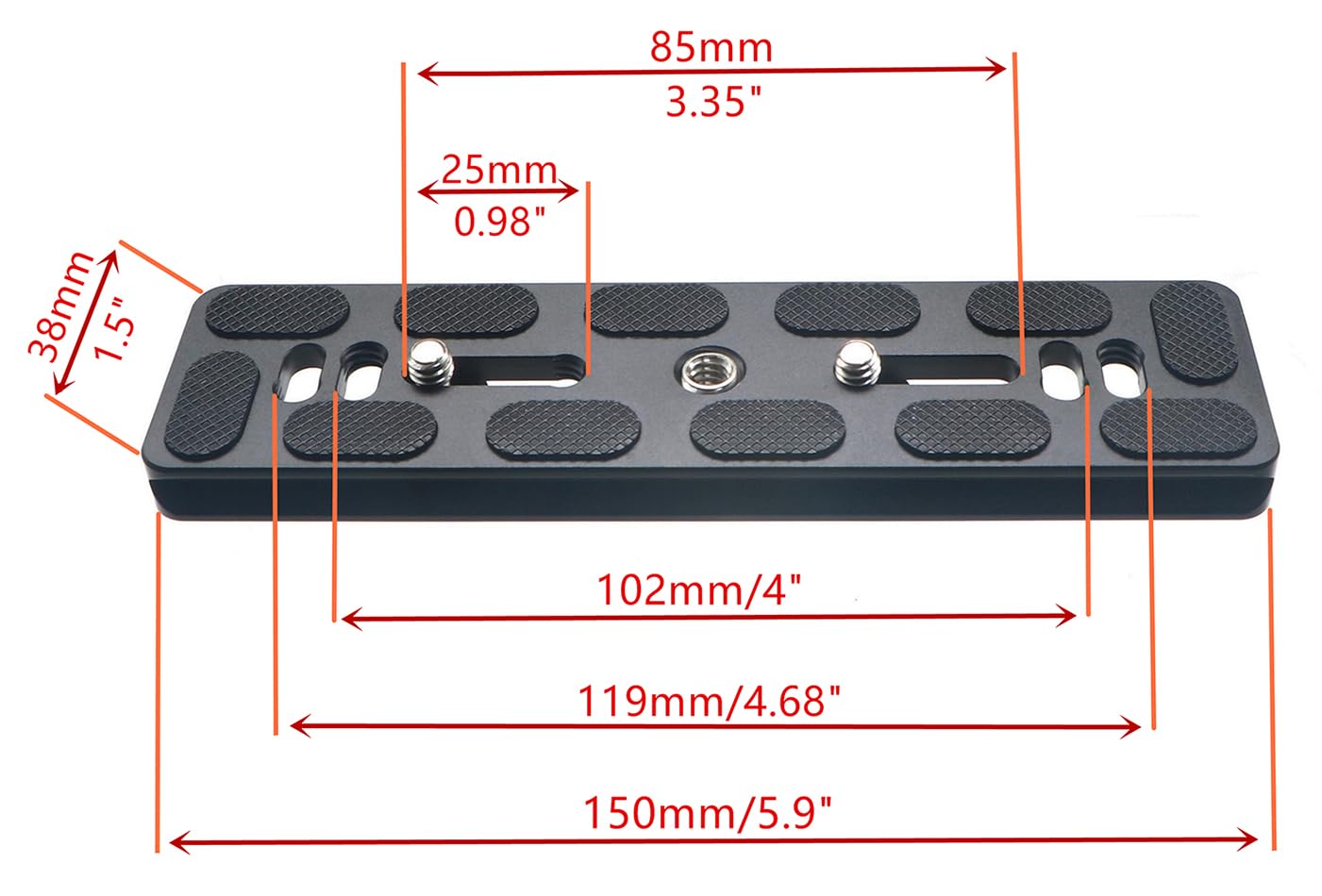 HITHUT PU-150 150mm Lengthened Universal Quick Release QR Plate Telephoto Lens Plate for Tripod Head Ballhead DSLR Camera, Arca-Swiss Compatible