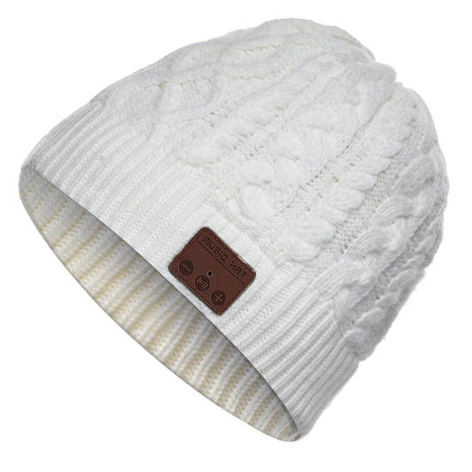 Wireless Winter Music Beanie Hat Men Women Headphone Music Hat Winter Cap Stereo Headset Speaker Microphone Earphone Outdoor White