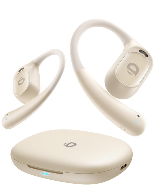 Open Ear Earbuds, True Wireless Open Ear Headphones with Earhooks, Air Conduction earphones, Touch Control, Dual Noise-Cancelling Mics, Up to 30…