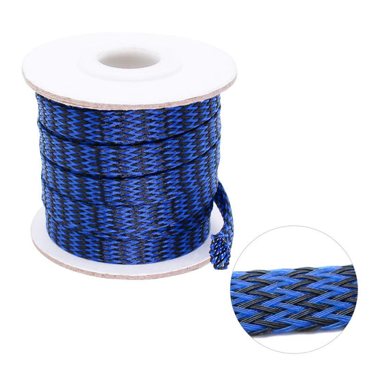 Black-Blue PET Expandable Sleeving Cord Protector Wire Loom Tubing Cable Sleeve for USB Charger Cable Power Cord Audio Video Cable Can Protect Cat Dog