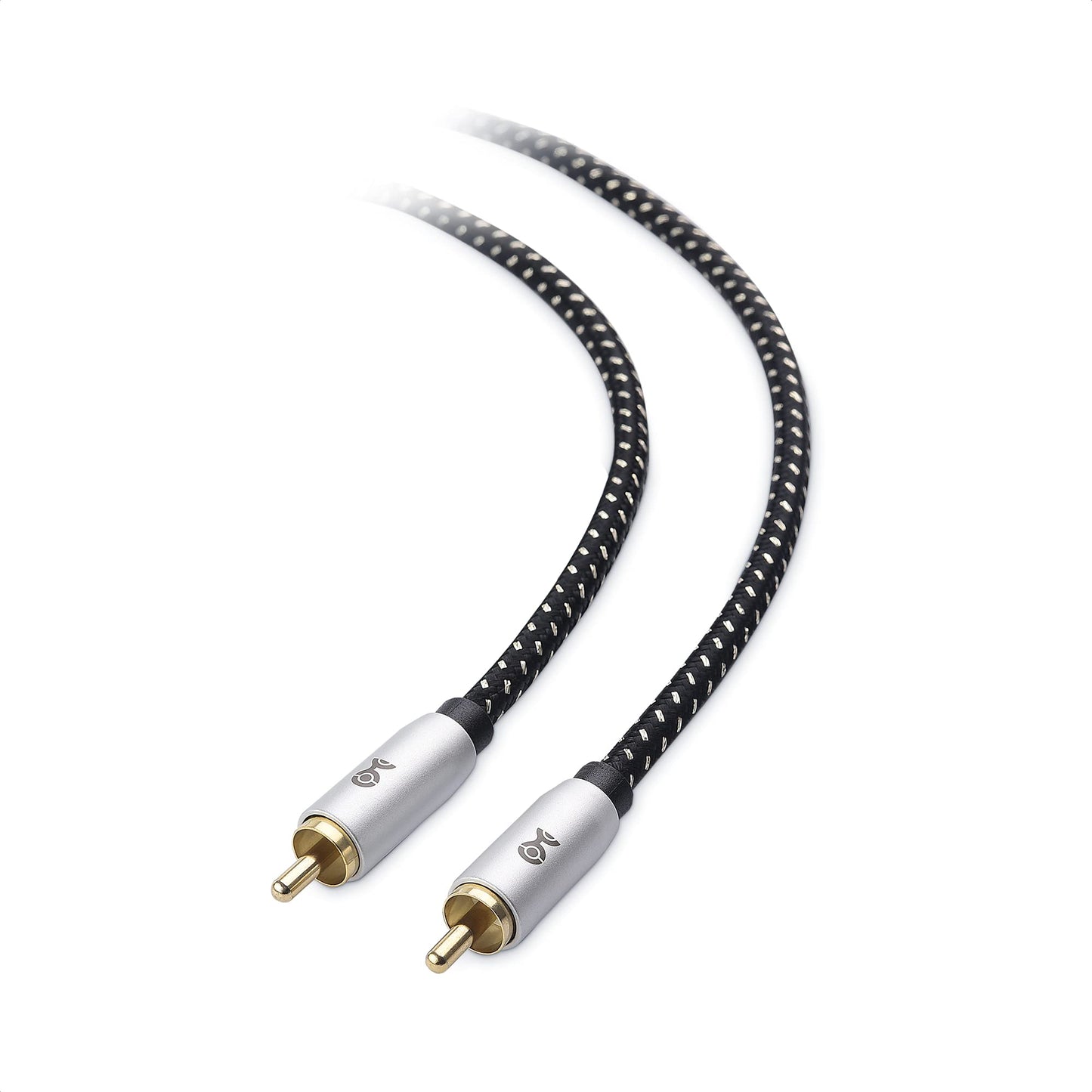 Cable Matters Braided 2-Pack Shielded Subwoofer Cable - 15ft / 4.6m, RCA Cord, Digital Coaxial Audio Cable for LFE Subwoofer, Home Theater Systems