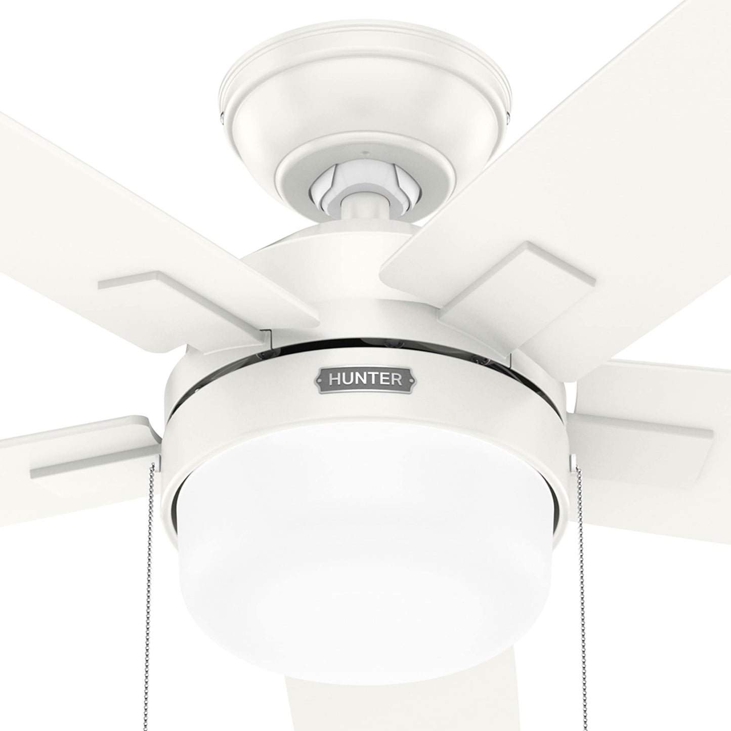 Hunter Fan 52 Inch Contemporary Fresh White Finish Indoor Ceiling Fan with LED Light Kit and Pull Chain (Renewed)