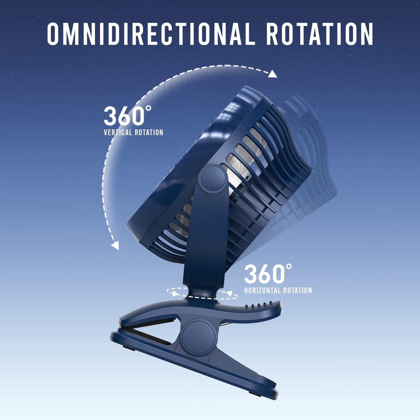 Shinebella AA Battery Powered Clip on Fan with 4-Speed, 5’’ Small Desk Fan with Aroma Function, USB Powered, 360°Rotation, Ultra Quiet, for Golf Cart