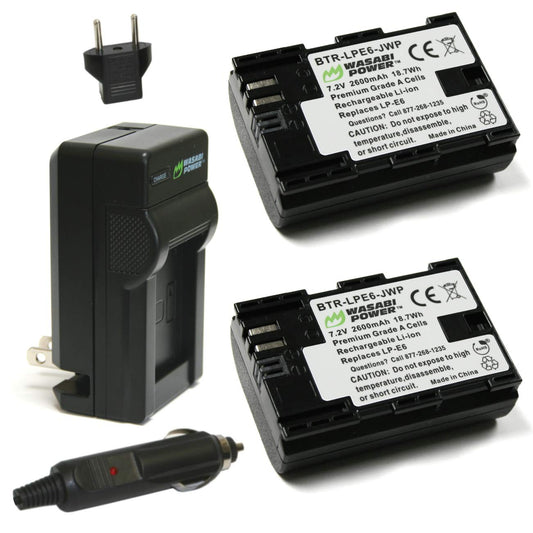 Wasabi Power LP-E6, LP-E6N Battery (2-Pack) and Charger for Canon EOS 5D Mark II/III/IV, 5DS, 5DS R, 6D, 6D Mark II, 7D, 7D Mark II, 60D, 70D, 80D