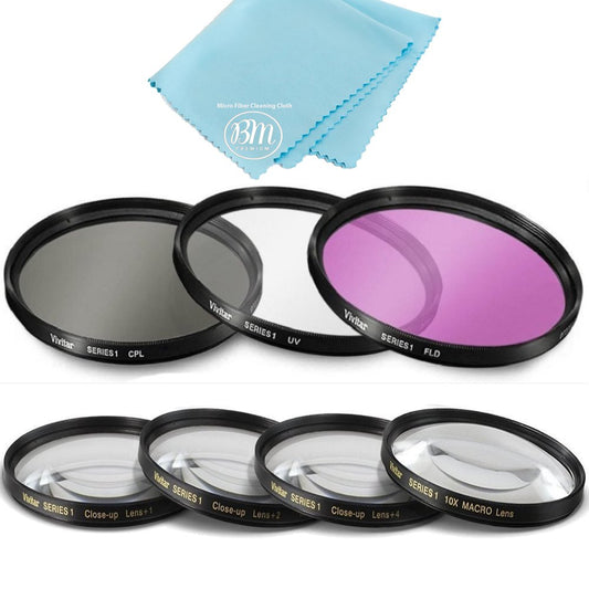 37mm Multi-Coated 7 Piece Filter Set Includes 3 PC Filter Kit (UV-CPL-FLD) and 4 PC Close Up Filter Set (+1+2+4+10) for Olympus 14-42mm f/3.5-5.6 M.