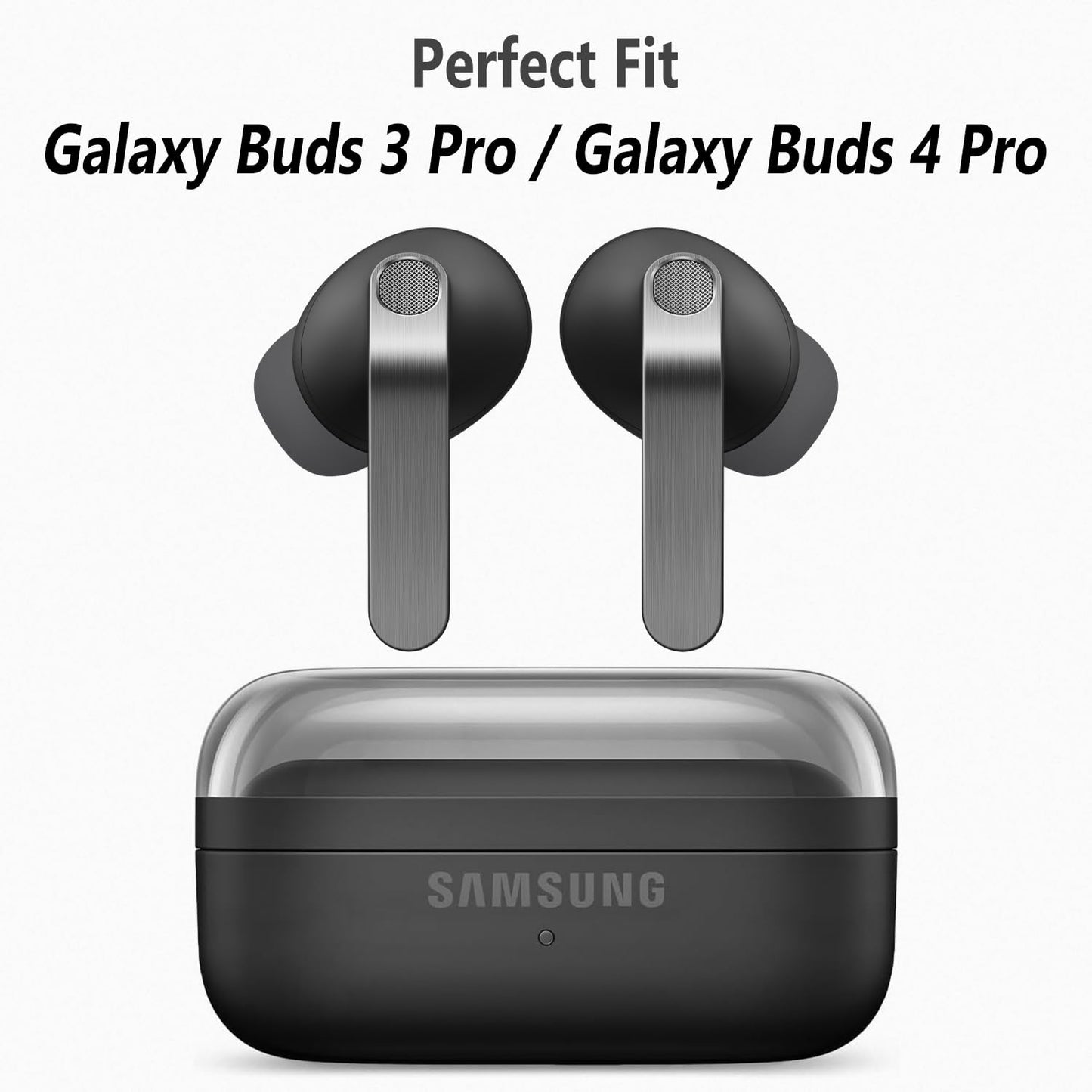Geiomoo Silicone Ear Tips for Samsung Galaxy Buds 4 Pro, Samsung Galaxy Buds 3 Pro, Replacement Eartips Earbuds Earpads (Dark Gray, S/M/L)