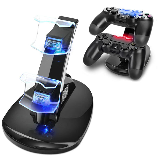 TNP PS4 Controller Charger - Dual Charging Station for Playstation 4 Controller Charger with LED Indicator and IC Protection - Fast Dual USB Dualshock