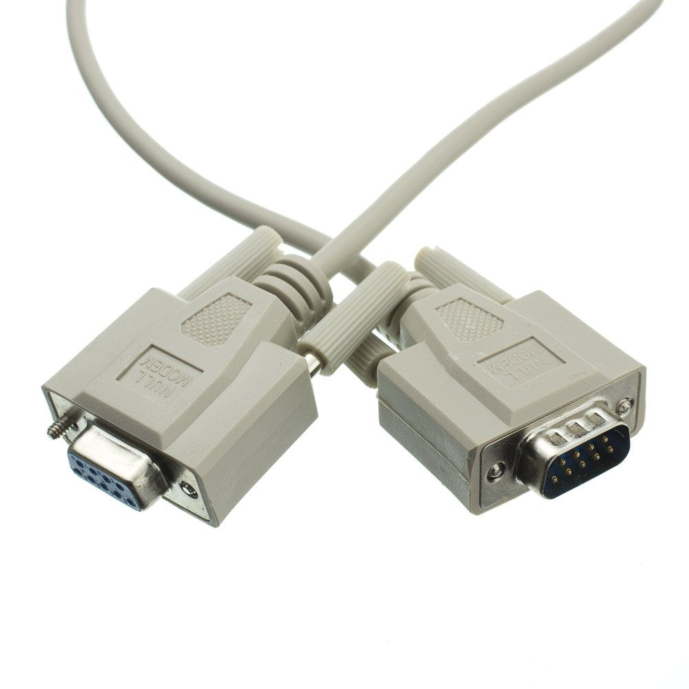 CableWholesale Null Modem Cable, DB9 Male to DB9 Female Serial Cable, UL Rated, 8 Conductor, Beige, DB9 Serial Null Modem Cable Male to Female, 10