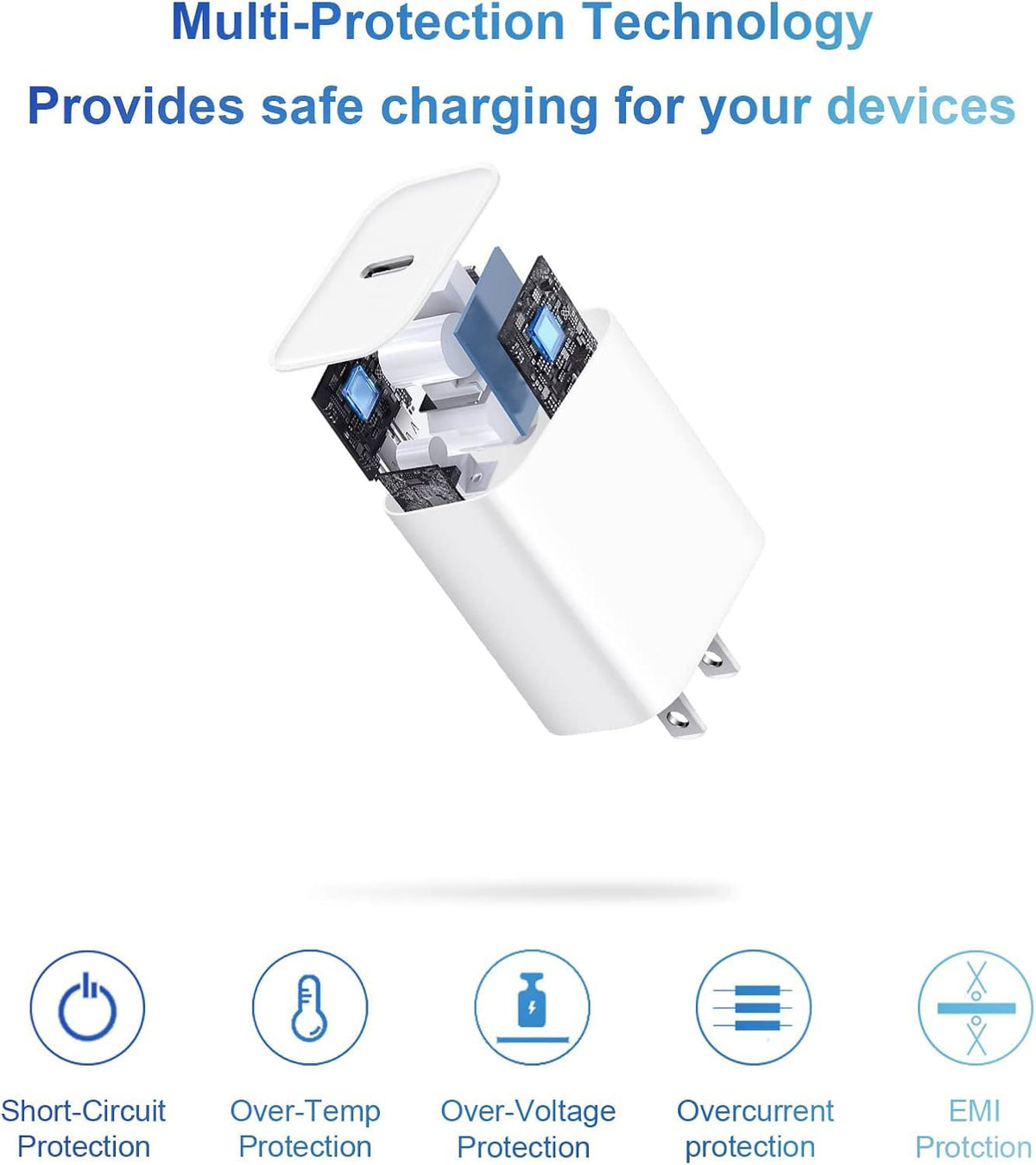 20W USB C Port Power Adapter, USB C Charger & Type C Charger Fast Charging Wall Charger, 3 Charger Block with 3 Pack 6FT Type C Cable for iPhone Duo