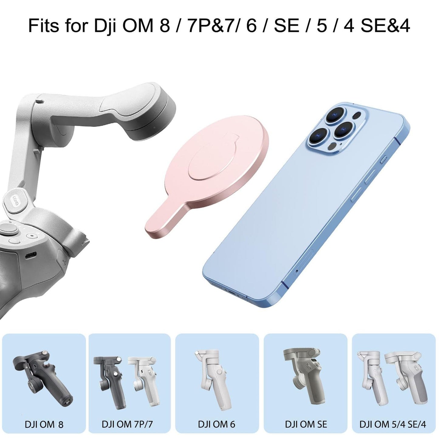 Aerbeis Magnetic Phone Clamp for DJI, Adapter Mount for Gimbal Stabilizer Osmo Mobile 8 7 7P SE 6 5 4, DJI OM Accessories Fit for Magsafe iPhone