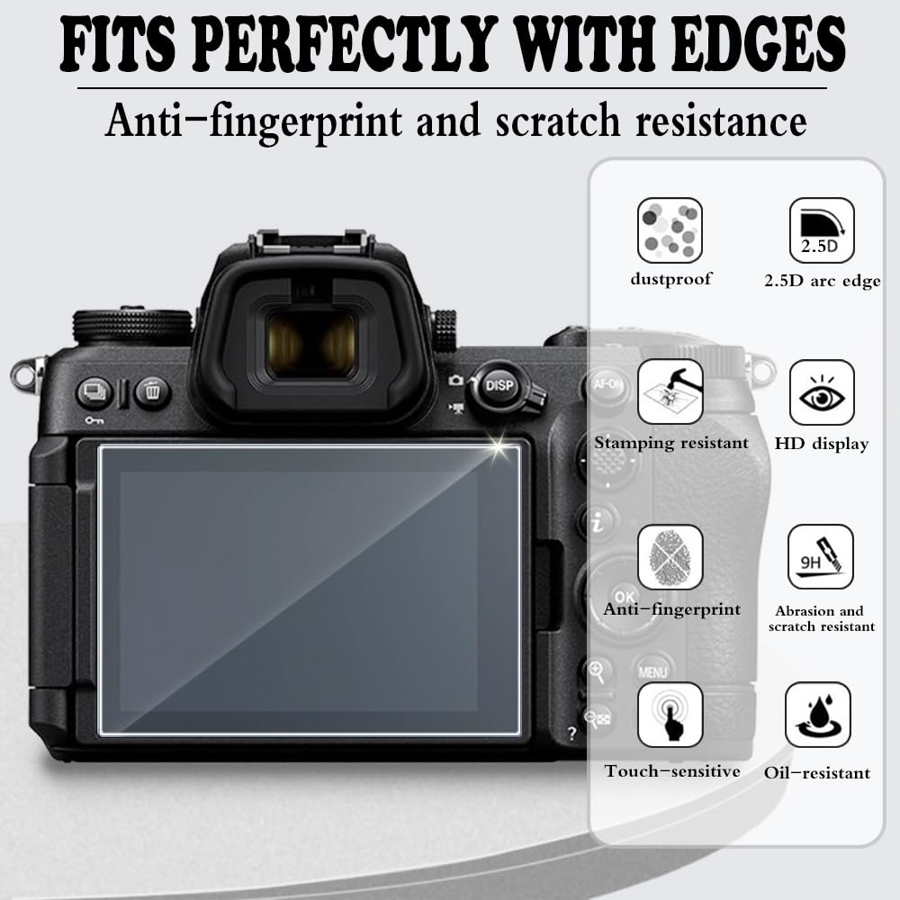 HUADU Screen Protector Compatible for Nikon Z6 III Z6III Camera,Tempered Glass Film Anti Scratch High Definition and Soft Silicone Case