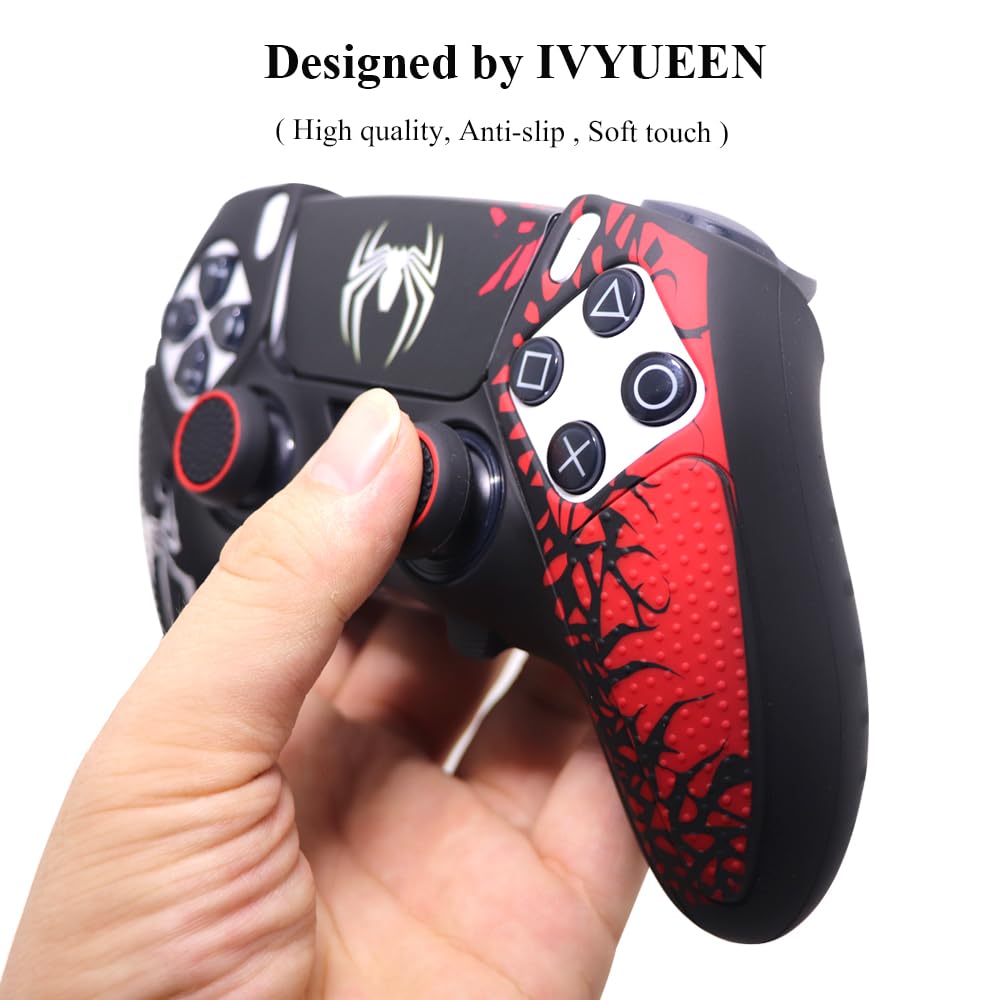 Ivyueen Anti-Slip Silicone Skin for Playstation 5 PS5 Edge Wireless Controller Protective Cover Case & Touch Pad Sticker Thumb Grip Caps for DualSense