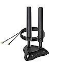 High Gain 10dBi WiFi Antenna, Tri-Band 2.4/5/6GHz for Router & PC, Long Range RP-SMA Male Magnetic Base with 4FT Extension Cables - Boost Signal