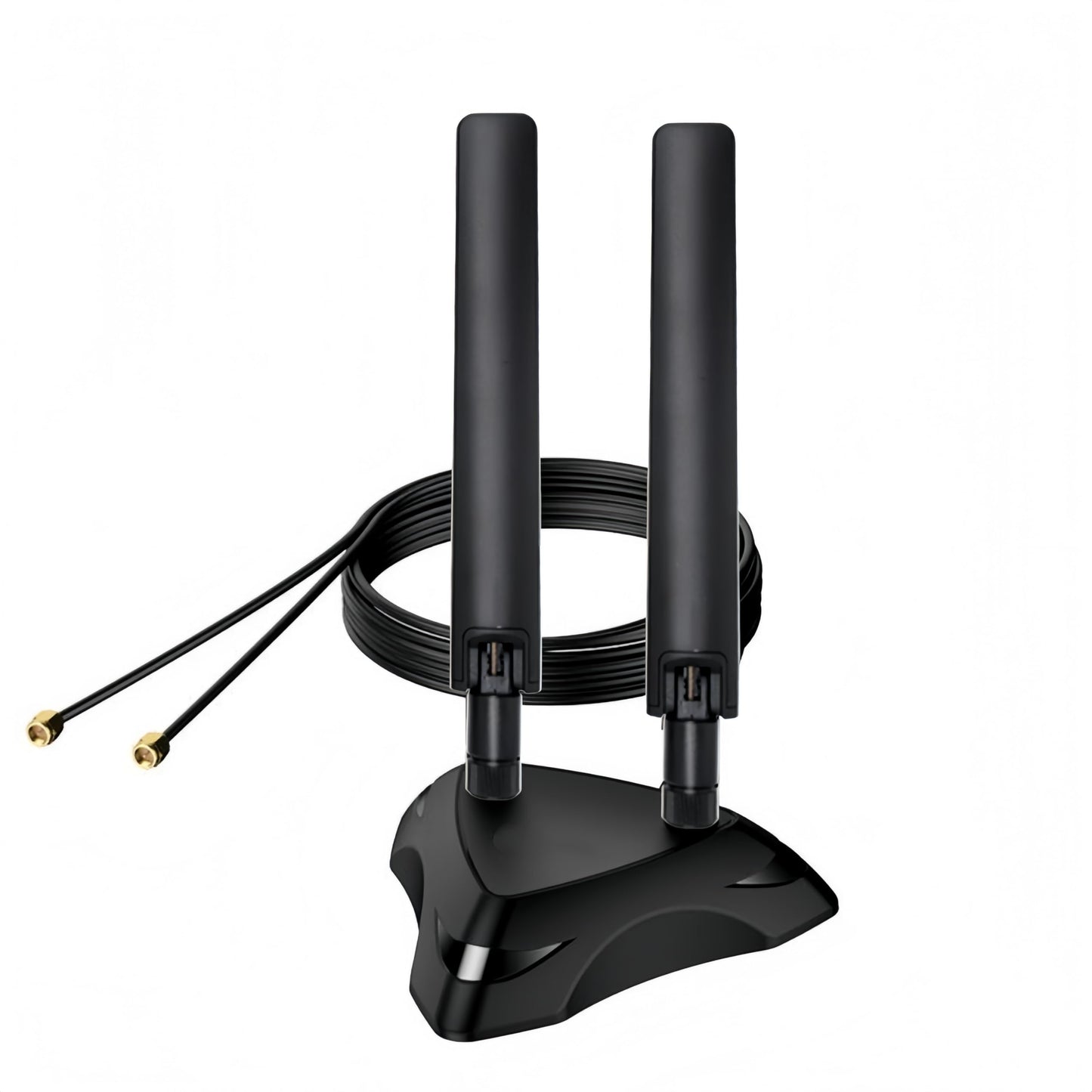 High Gain 10dBi WiFi Antenna, Tri-Band 2.4/5/6GHz for Router & PC, Long Range RP-SMA Male Magnetic Base with 4FT Extension Cables - Boost Signal