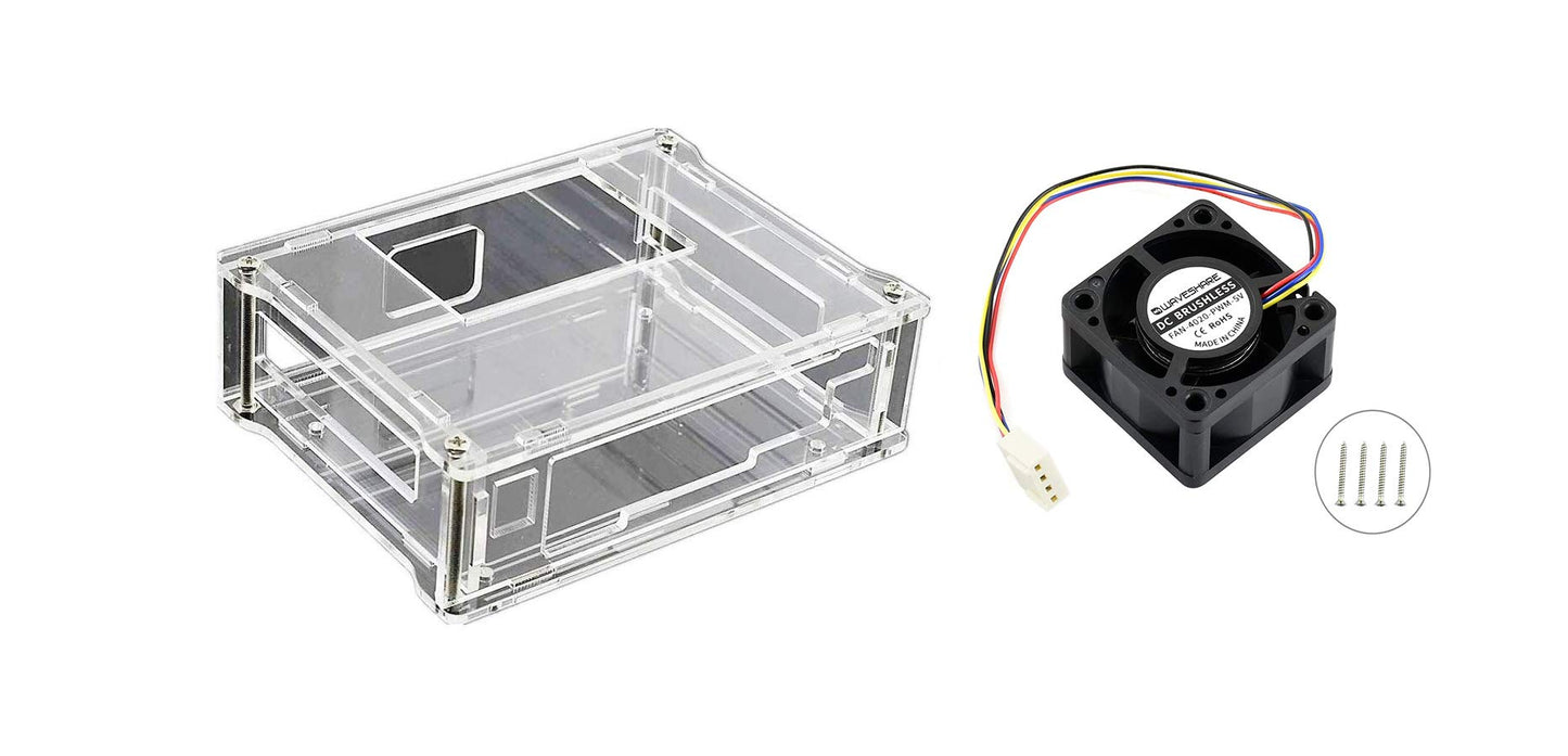 Jetson Nano Case (A) Acrylic Clear Case and Dedicated Cooling Fan PWM Adjustment Strong Cooling Air for Jetson Nano Developer Kit 4PIN Reverse-Proof