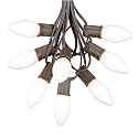 Novelty Lights 25 Foot C9 White Ceramic Christmas String Light Set - Outdoor Christmas Light String - - Opaque Christmas Bulbs - Roofline Light String
