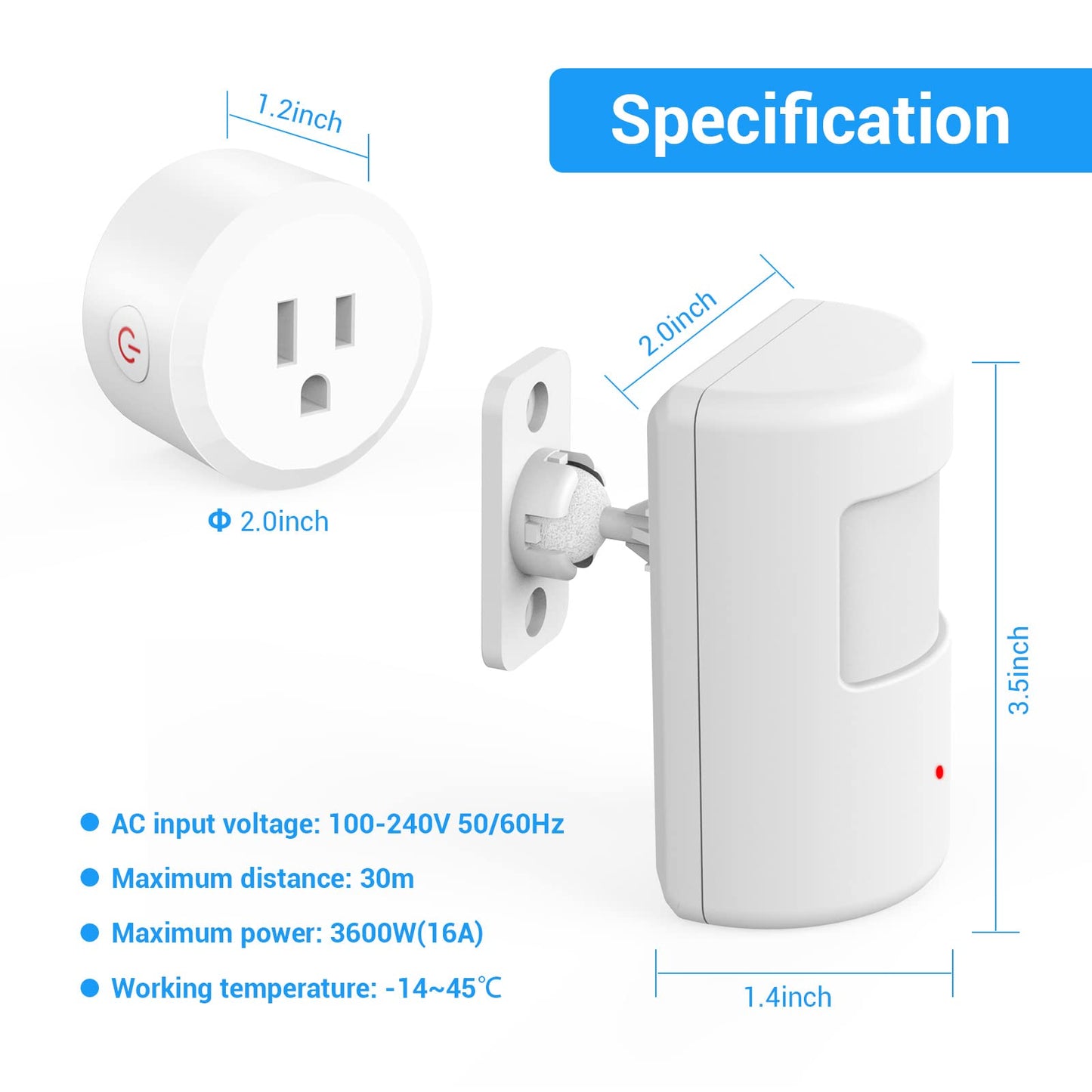 SEHOMY Motion Sensor Switch with Outlet for Bathroom Kitchen, Control Bedroom lamp, exhaus, Range Hood, PIR Infrared Indoor Motion Activated Sensor