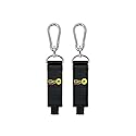 Hook 'n Hang Wrap-It Storage Straps - 12" (2-Pack) Black - Carabiner Straps for Cord Storage or Garden Hose Holder