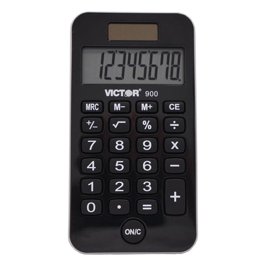 Victor 900 8-Digit Standard Function Calculator with Hard Protective Cover, Solar and Battery LCD Display, Small Pocket Calculator for Students
