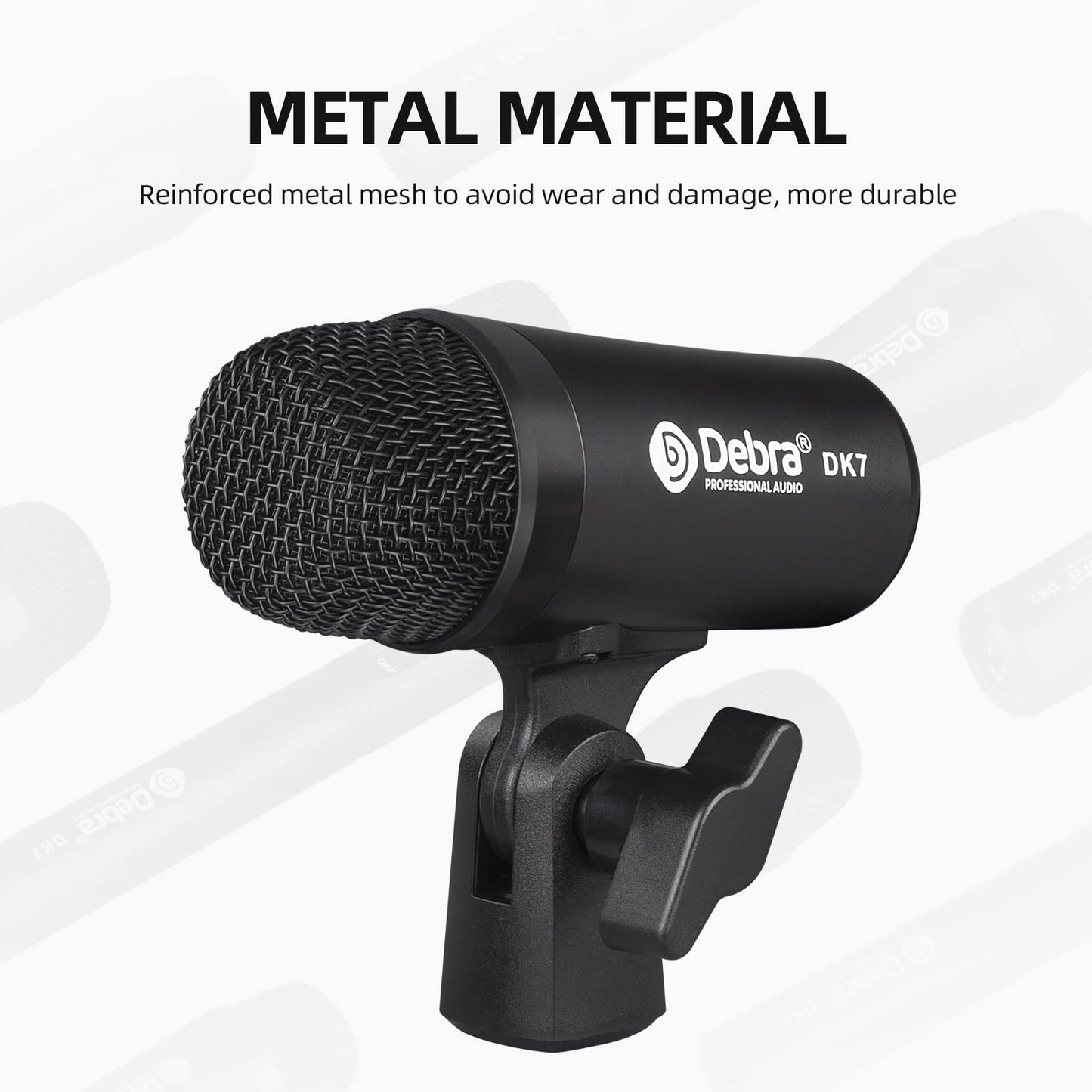D Debra DK7 Pro 7-Piece Wired Drum Microphone Kit for Performing and Recording Drummers, Includes Mics, Mic Clip with Options for Kick Drums, Snare