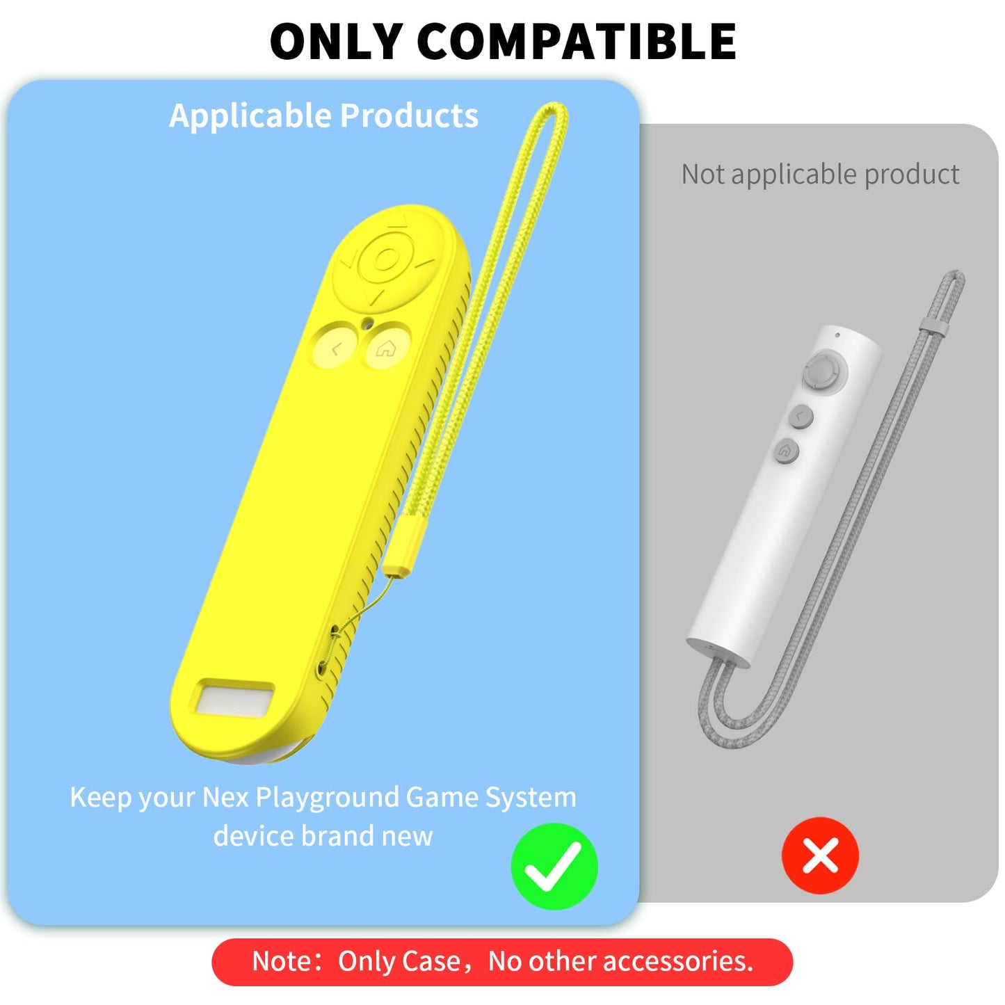 Nex Silicone Case Cover for Playground Game System Remote, Anti Slip Shockproof Protective Sleeve with Lanyard (Yellow)