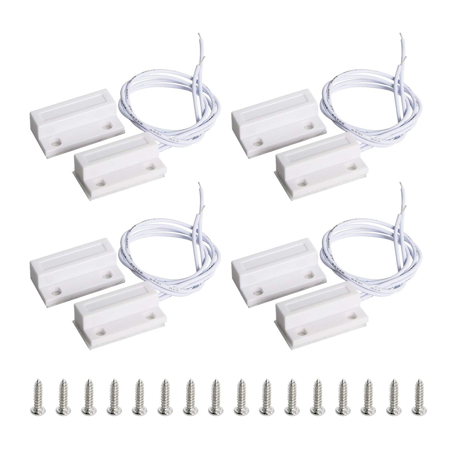 Aoje-Link RC-38A NC Wired Magnetic Door Switch Window Sensor Alarm for Home Security Access Control and Burglar Alarm Systems White 4pcs