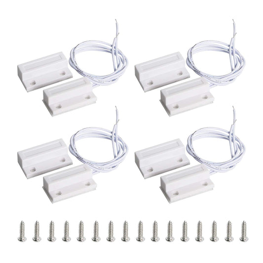 Aoje-Link RC-38A NC Wired Magnetic Door Switch Window Sensor Alarm for Home Security Access Control and Burglar Alarm Systems White 4pcs