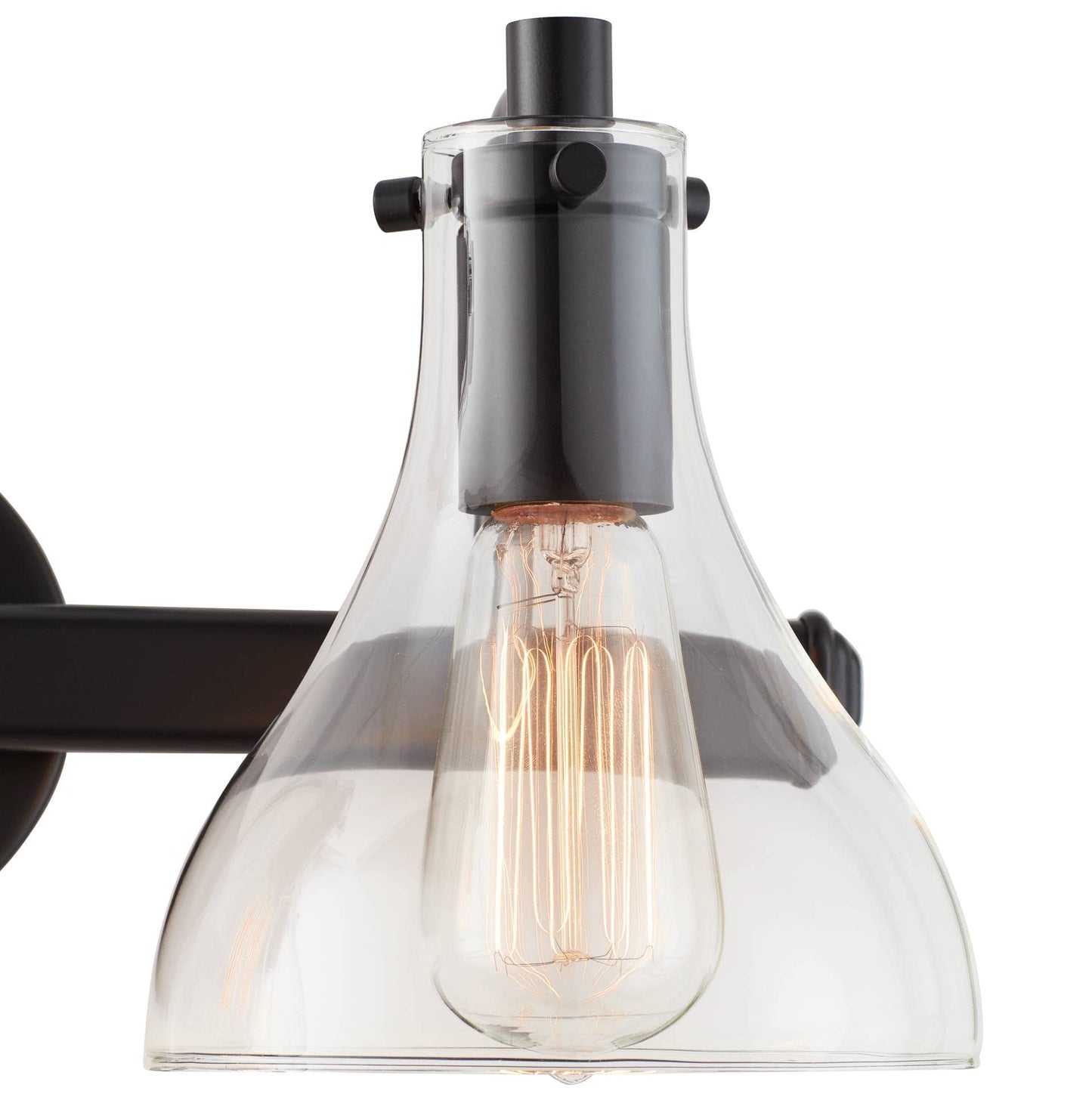 Possini Euro Design Sorren Industrial Modern Wall Light Black Metal Hardwired 20 1/2" 3-Light Fixture Curving Clear Glass Shade for Bedroom Bedside