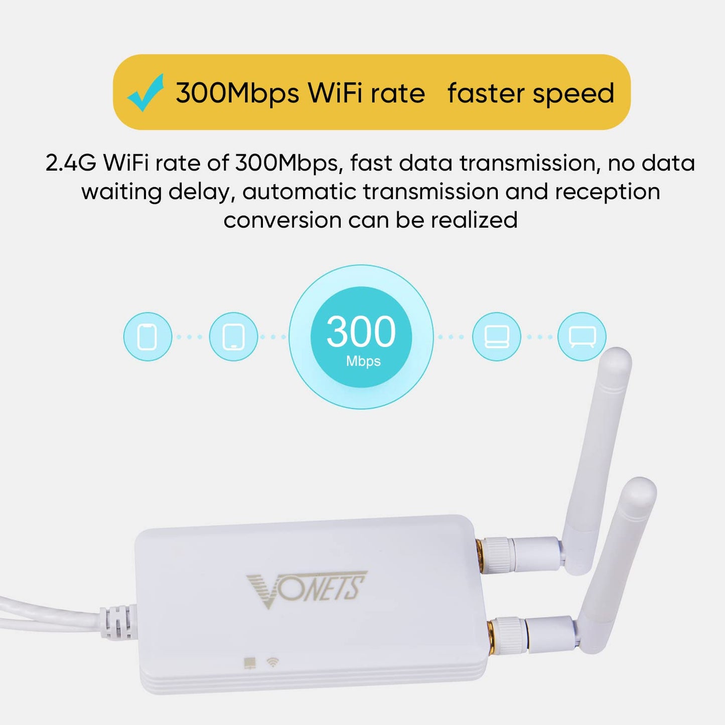 Vonets VAP11S-232 2.4GHz Mini Repeater/Wi-Fi Router/Serial Server with 2 External Antennas Wireless Bridge Best Partner for Electronic Scales, PLCs