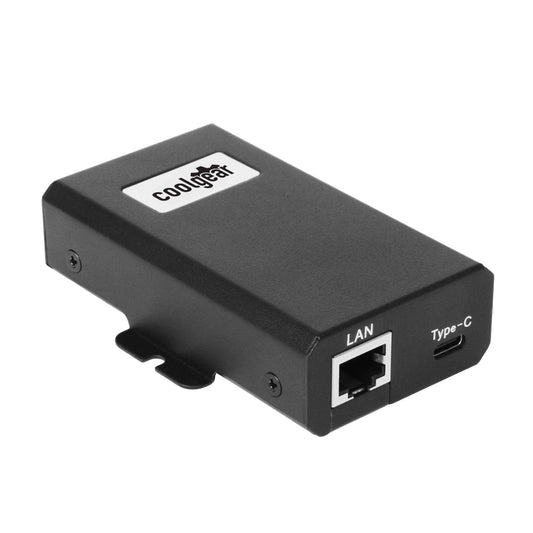 Coolgear PoE to USB-C PD Power Adapter 22W with Gigabit Ethernet & Smart Power Management for USB Type-C Tablets and Cell Phones