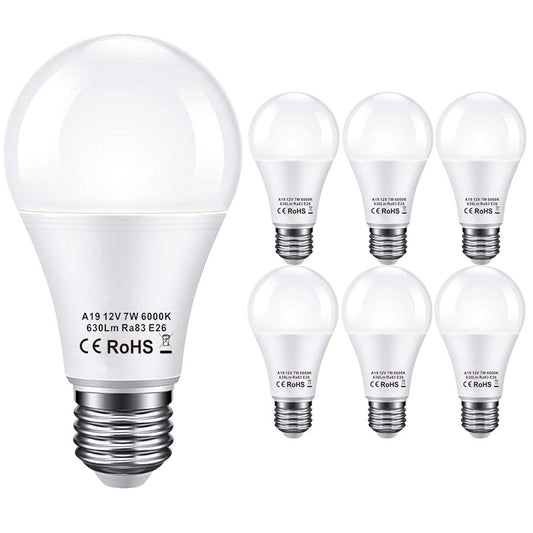 BAYSHE 12V Low Voltage LED Light Bulb E26 Base, 7W 630LM Cool White 6000K