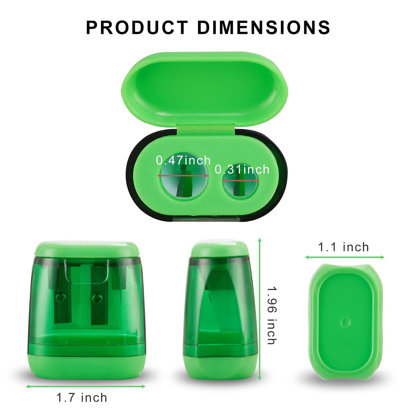 Sonuimy Pencil Sharpeners, 4 Pcs Pencil Sharpeners Manual,Dual Holes Compact Colored Handheld Pencil Sharpener for Kids with Lid Adults Students