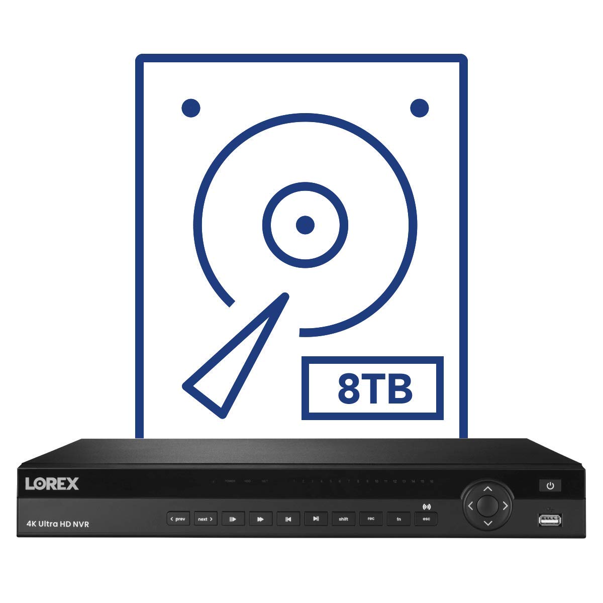 Lorex NC4K8-3216BB 32 Channel 4K Security Camera System with N882A38B 8TB 4K Fusion NVR, 16 Port ACCLPS263B POE Switch and 16 E841CAB 8MP Bullet