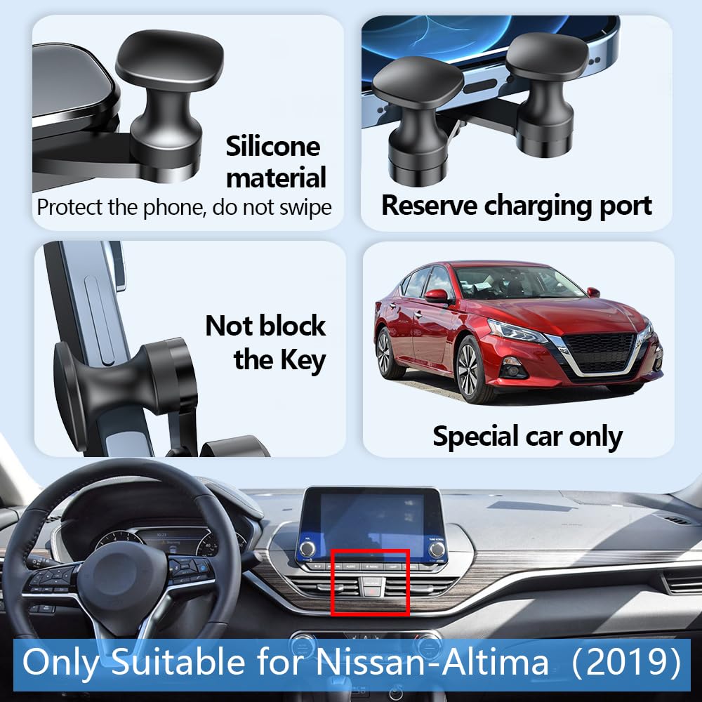 LUNQIN Car Phone Holder Mount for Nissan Altima 2019 2020 2021 2022 2023 2024 2025 Auto Accessories Interior Decoration Mobile Cell Smartphone Bracket