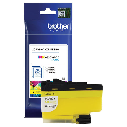 Brother Genuine LC3039Y, Single Pack Ultra High-Yield Yellow INKvestment Tank Ink Cartridge, Page Yield Up to 5,000 Pages, LC3039, Amazon Dash