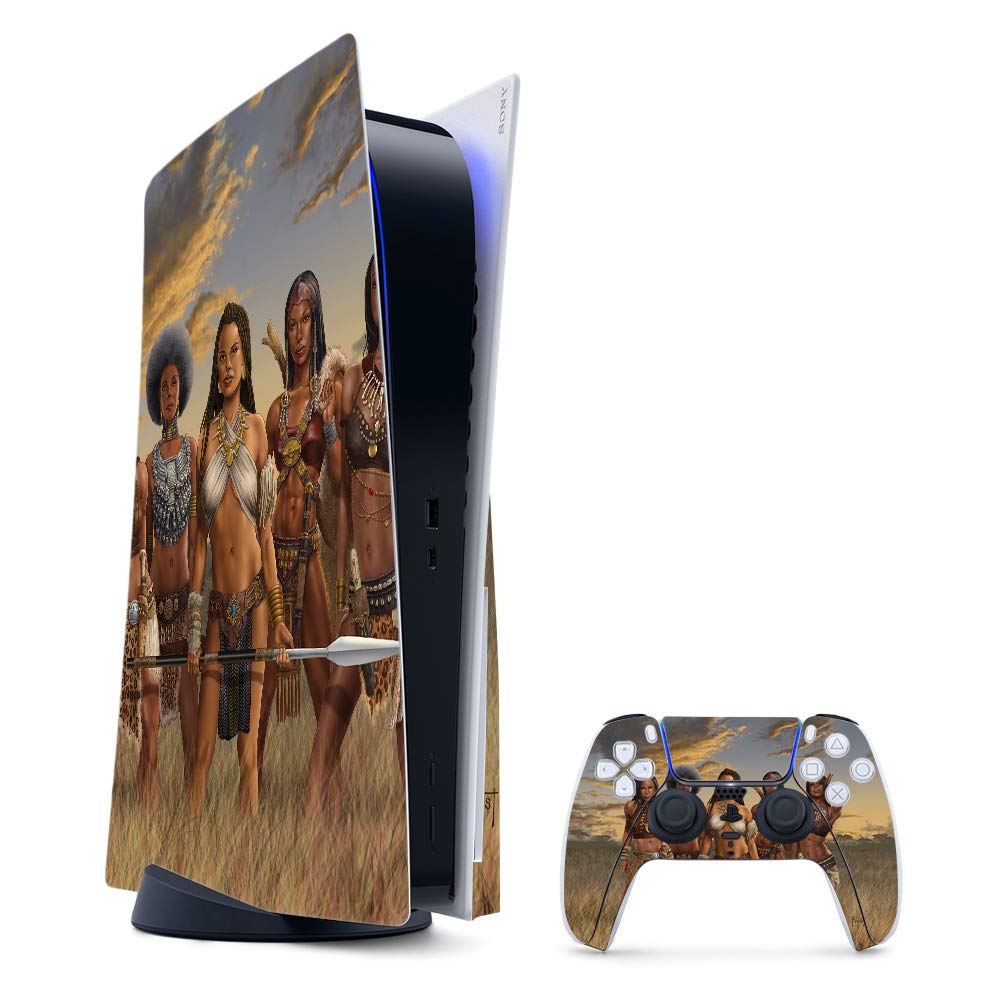 MightySkins Gaming Skin for PS5 / PlayStation 5 Bundle - African Queens | Protective Viny wrap | Easy to Apply and Change Style | Made in The USA