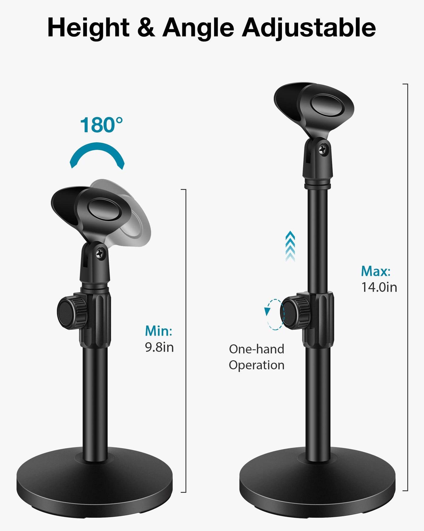 InnoGear Mic Stand Desk, Adjustable Desktop Microphone Stand Table with Shock Mount Mic Clip Pop Filter 3/8" to 5/8" Adapter for Blue Yeti Hyper X