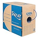 ICC Cat6 CMR Riser 1000ft - UTP 23AWG, 100% Solid Pure Copper, Unshielded, Bulk Ethernet Cable, PoE++, 500MHz, Reelex Pull Box, UL Certified, RoHS