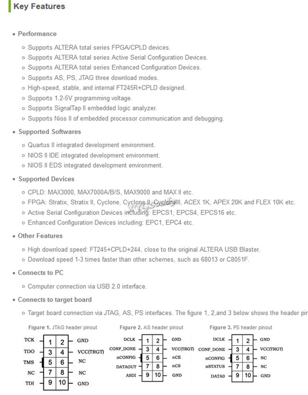 USB Blaster V2 Download Cable Programmer Debugger Supports FPGA CPLD Device USB 2.0 Interface Connects to PC Supports JTAG AS PS Modes, High-Speed