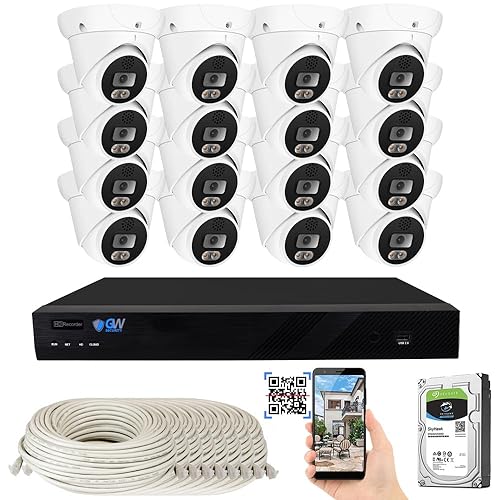 GW Security 16 Channel 8MP Fulltime Color Night Vision 4K NVR Security Camera System with 16 UltraHD 4K IP Two-Way Audio Outdoor/Indoor Smart AI
