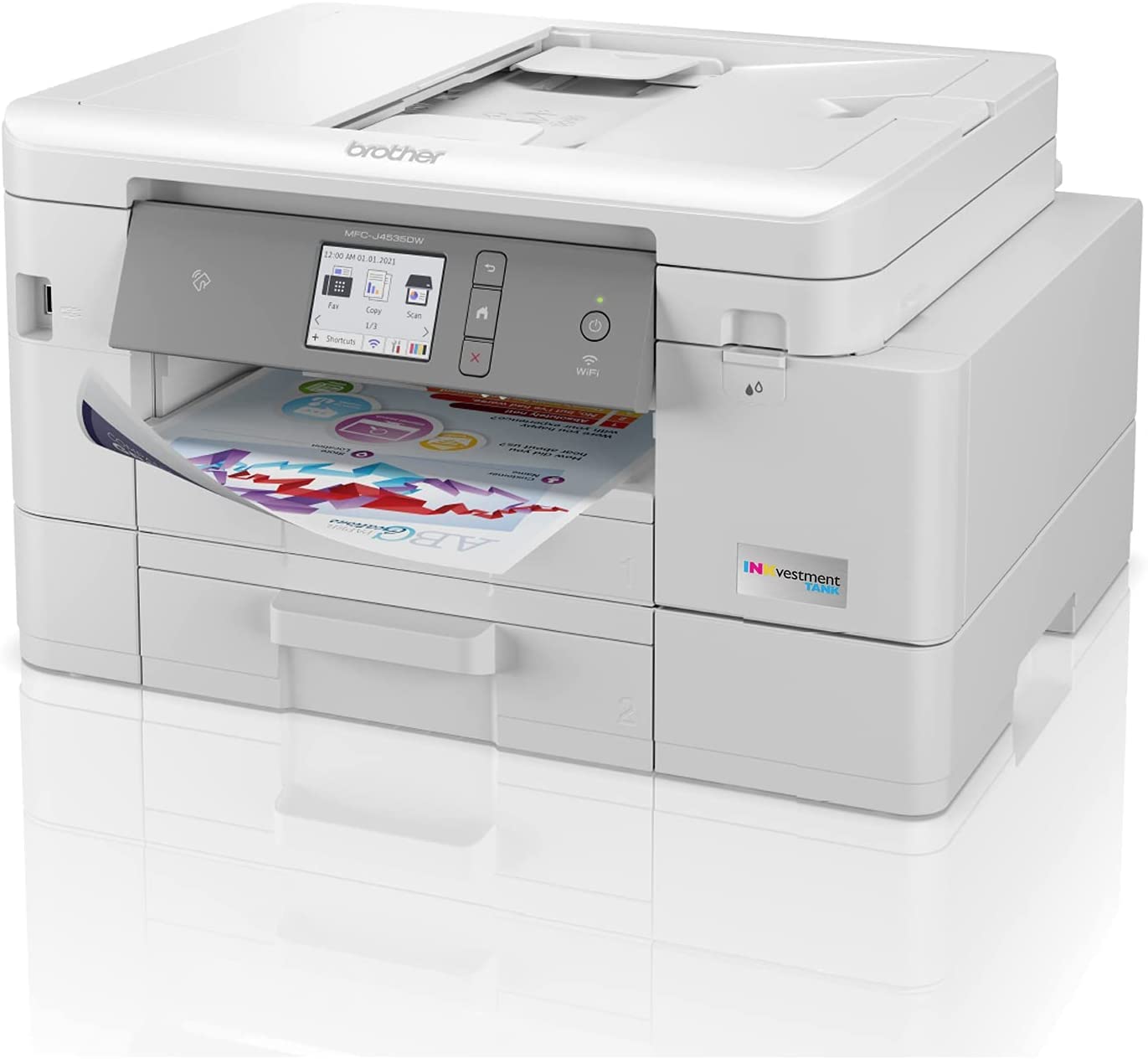 Brother MFC-J4535DW INKvestment Tank All-in-One Color Inkjet Printer with NFC, Duplex and Wireless Printing Plus Up to 1-Year of Ink in-Box, Works