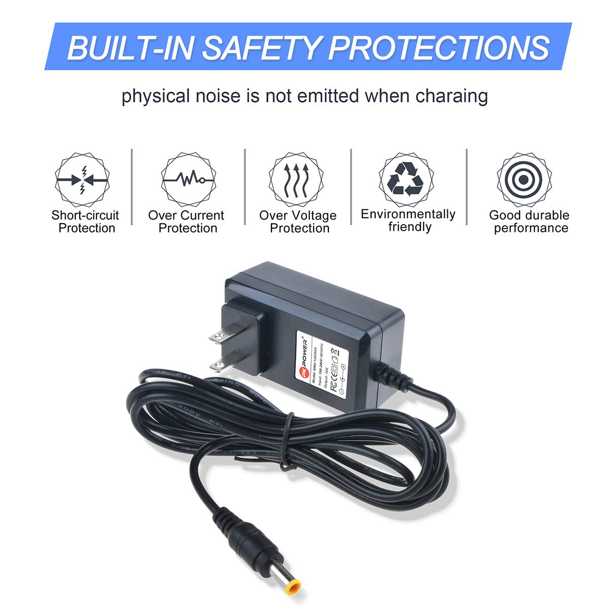 PKPOWER 12V AC Adapter Compatible with Korg PAD KAOSS KP2 KP3 R3 KA203 Dynamic Effects, Power Supply for Digital Piano KORG X50 KA-310 Micro-X 61-Key…