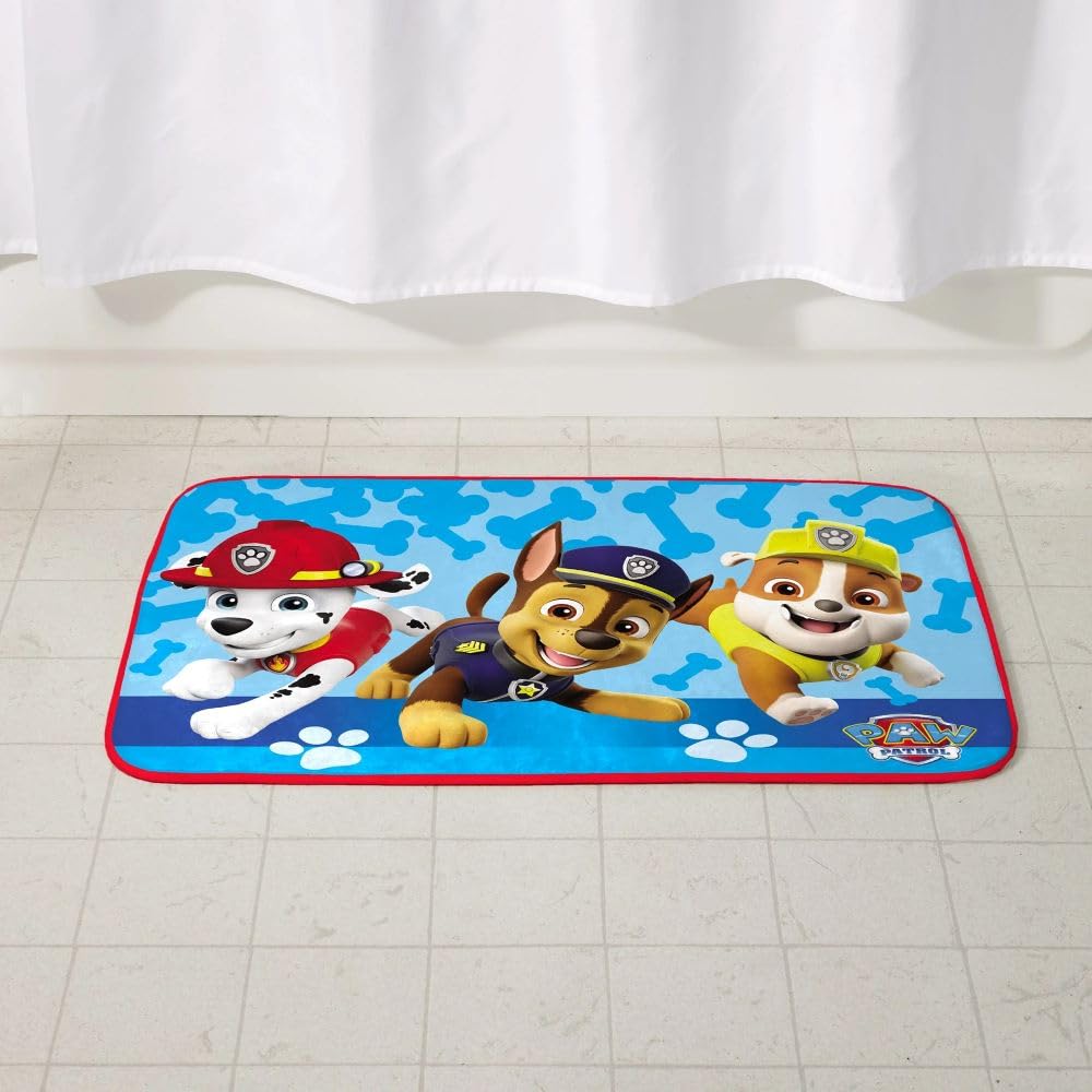 Nickelodeon Paw Patrol Kids Bath Rug Mat, Polyester Foam, Skid-Resistant, 30 x 20, Blue