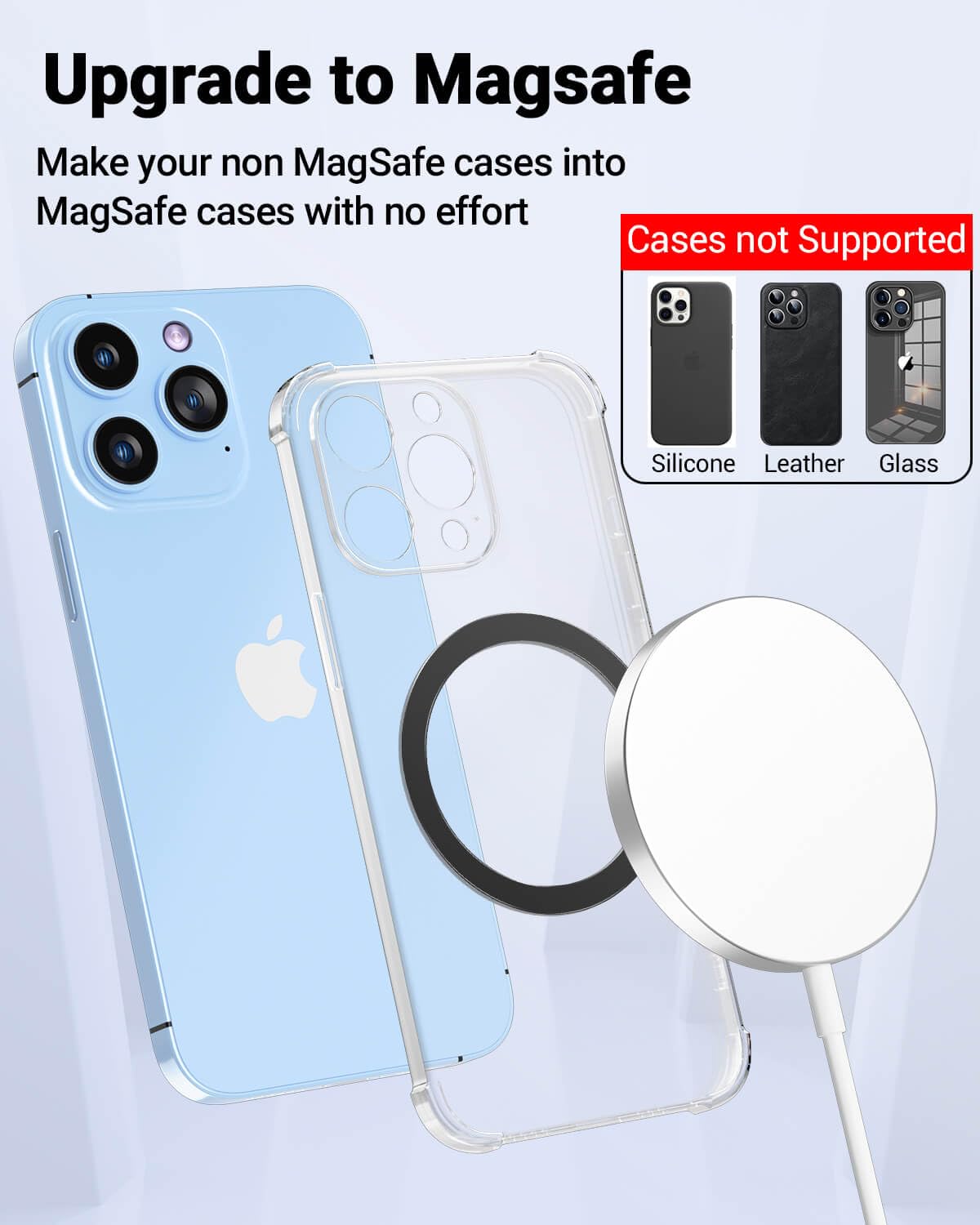 for MagSafe Sticker,4 PCS,Ultra-Thin(0.4mm) Metal Ring for Kindle/Pop Socket Magnetic Wallet Grip Wireless Charger Case Car Mount,Compatible