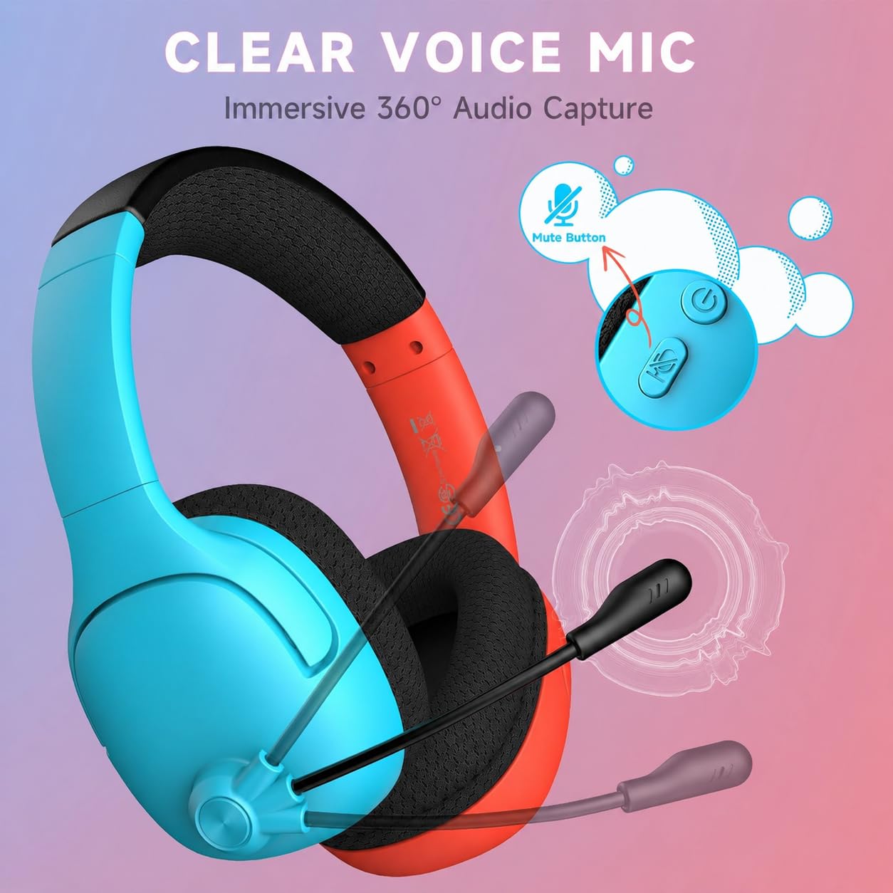 AOC Wireless Gaming Headset for Nintendo Switch 2/OLED/Lite, Wireless Gaming Headphones with Mic, 3.5mm Stereo, Noise Cancelling Mic, Lightweight