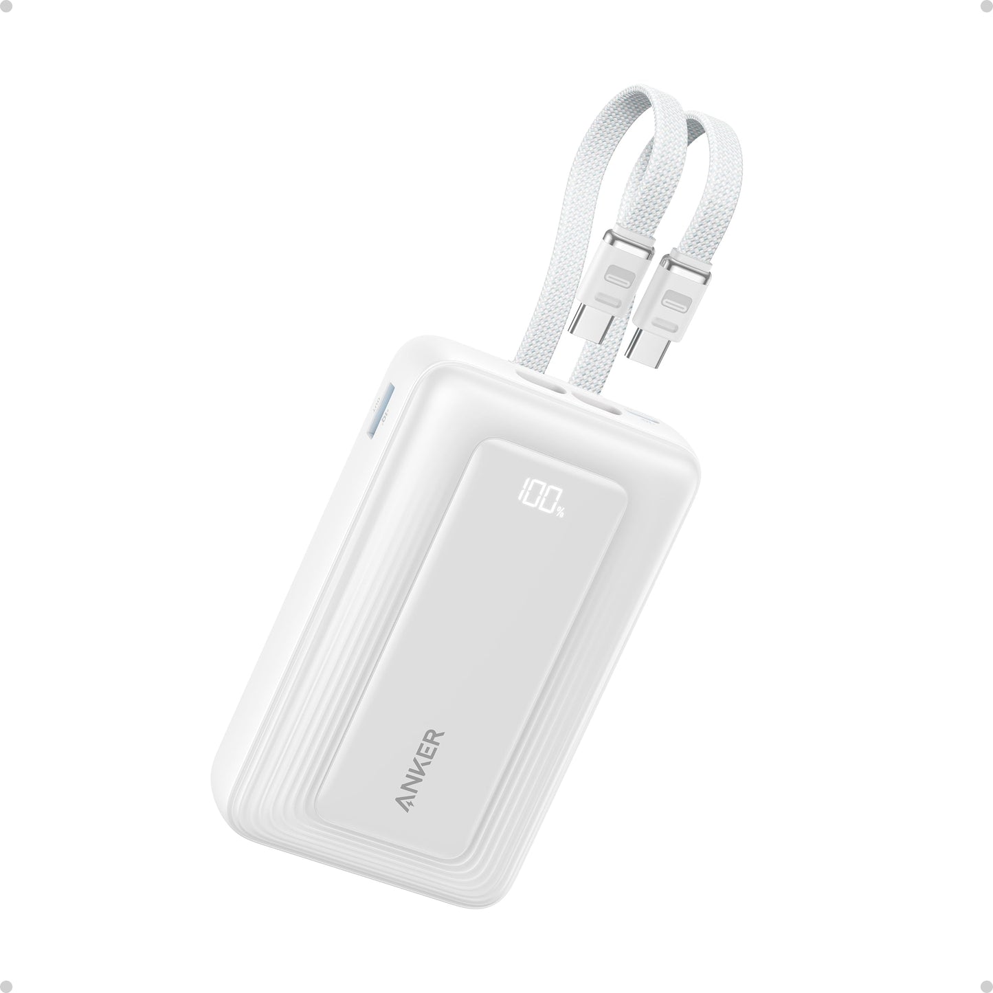 Anker Power Bank,20,000mAh 45W Portable Charger,Dual Built-in USB-C Cables