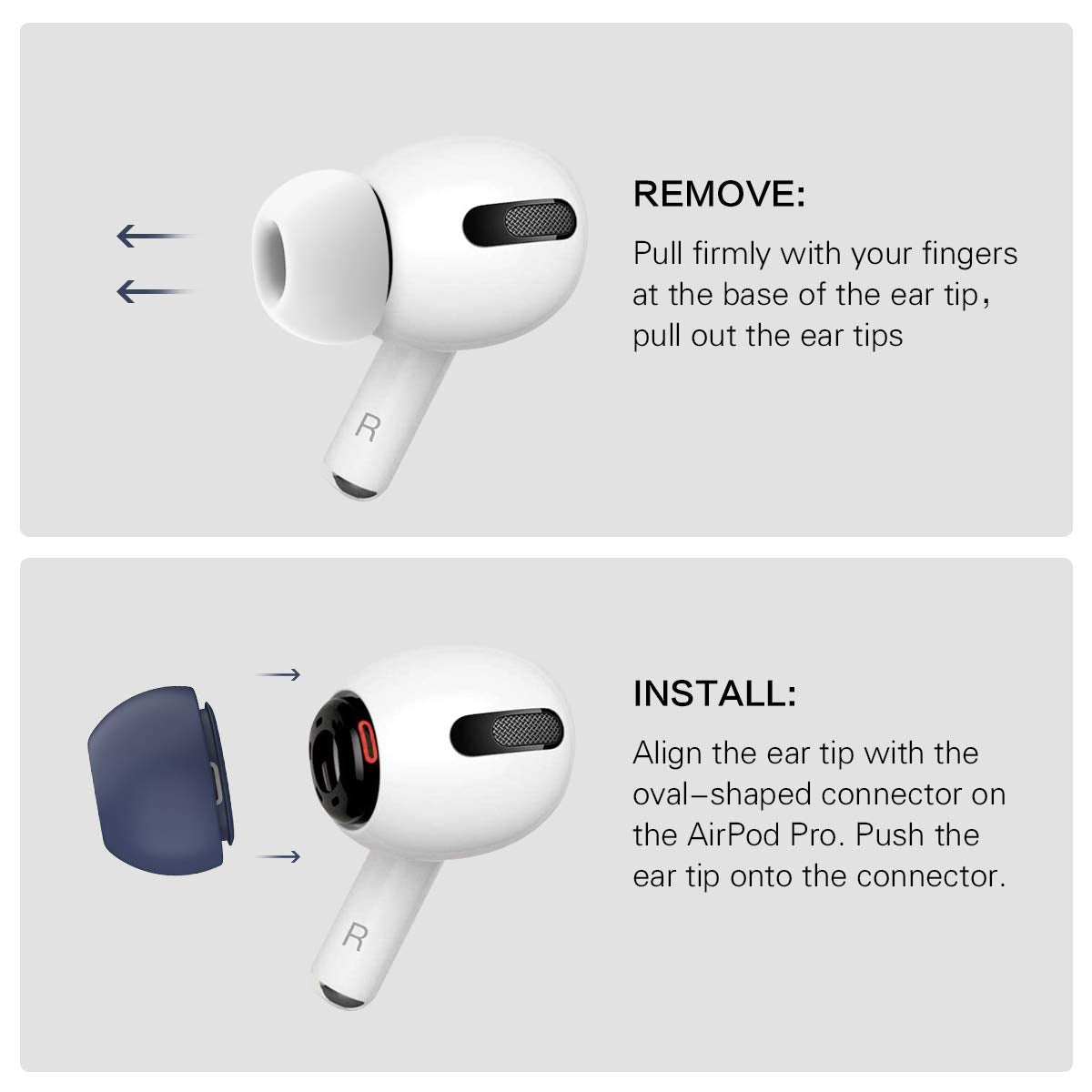 [4-Pair] WQNIDE Ear Tips for Airpods Pro & Airpods Pro 2nd Generation Ear Tips (Silicone), Anti Slip Soft Silicone Airpods Pro Replacement Ear Tips
