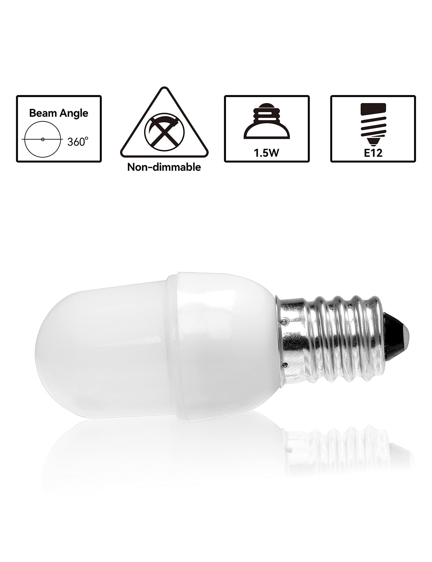 Anivona Night Light Bulbs,[4PACK] 1.5W E12 Led Bulbs, Warm White 3000K