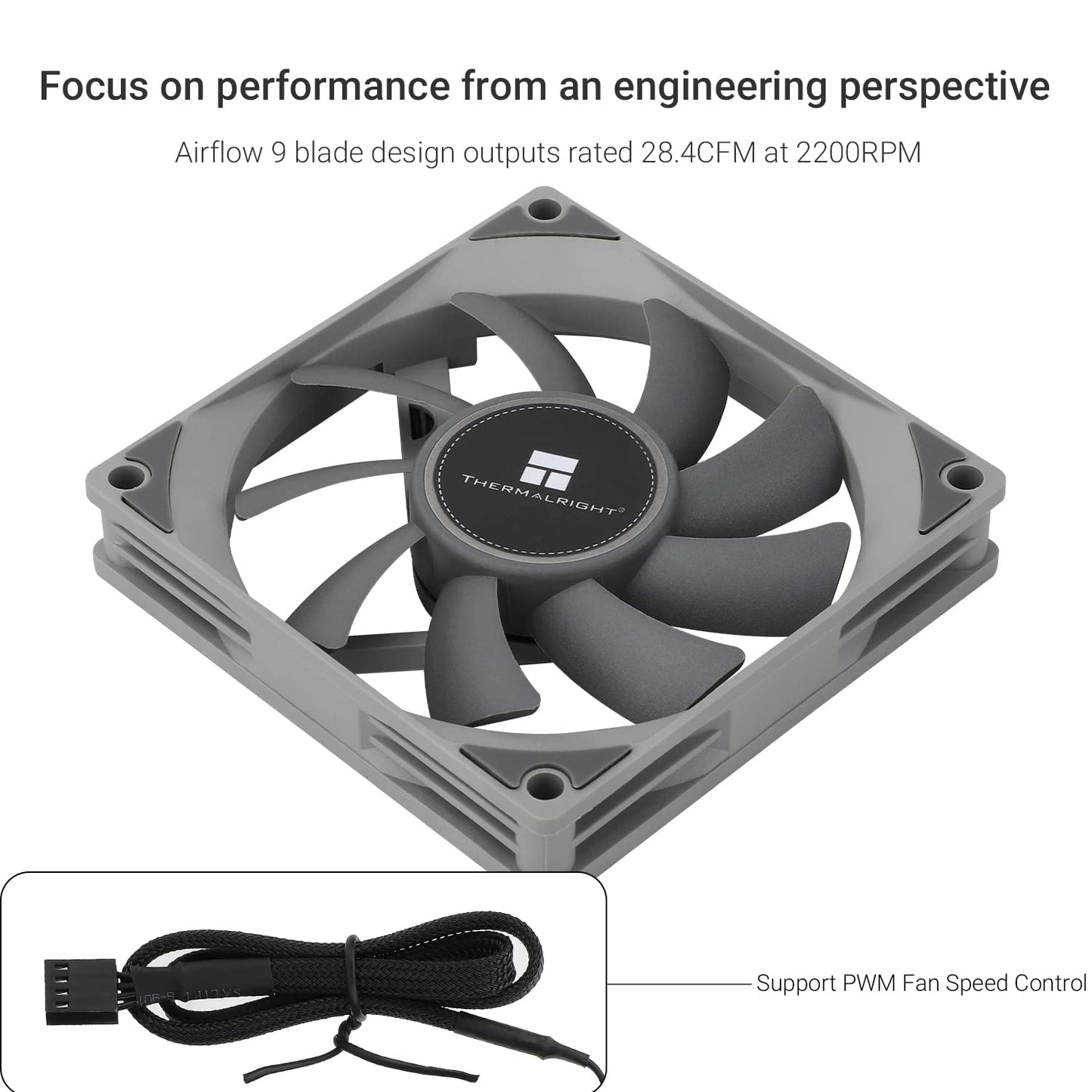 Thermalright TL-8015 CPU Fan, High Performance Case Cooler 2200RPM,Low Noise 23.3dBA,4-PIN PWM Cooling Fan(80mm, Gray)